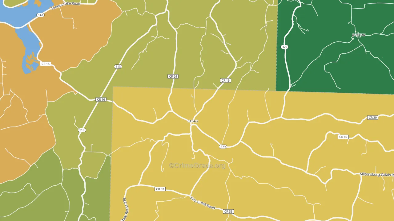 Calais, OH Map of Burglary Rates
