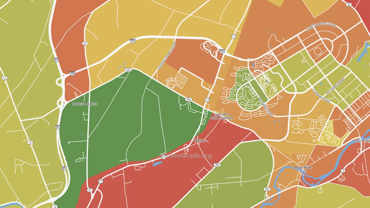 Calcium, NY Map of Burglary Rates