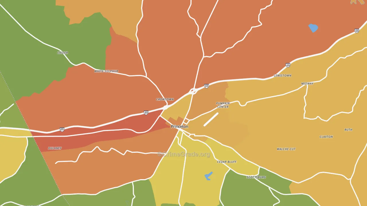 Caldwell County, KY Map of Burglary Rates