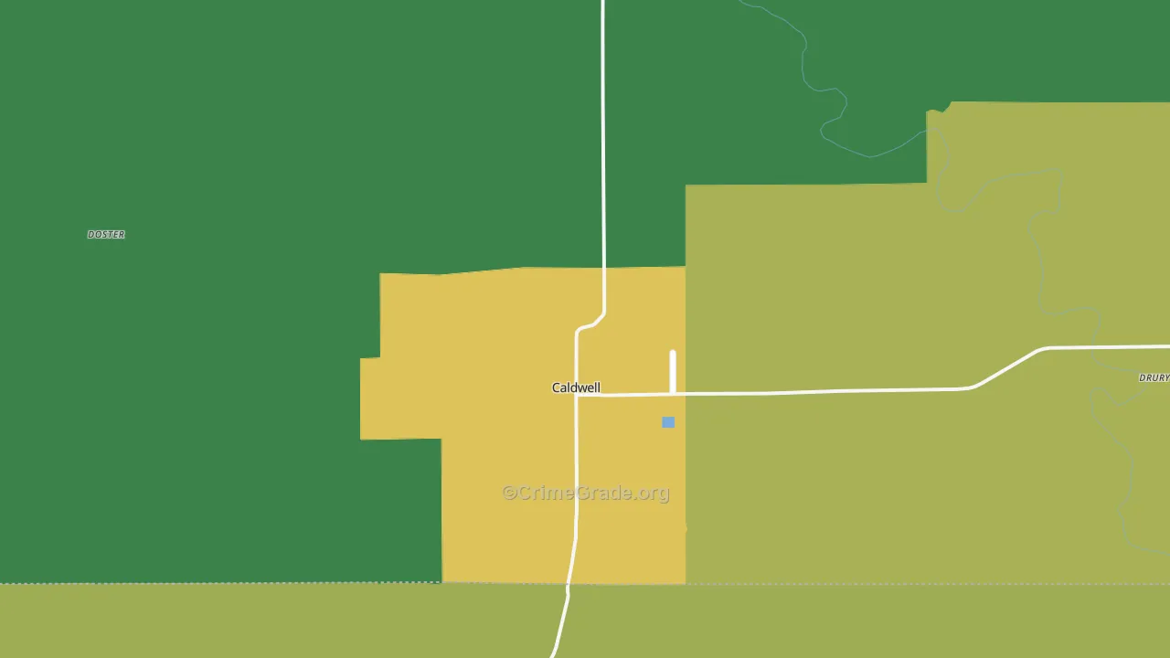 Caldwell, KS Map of Burglary Rates