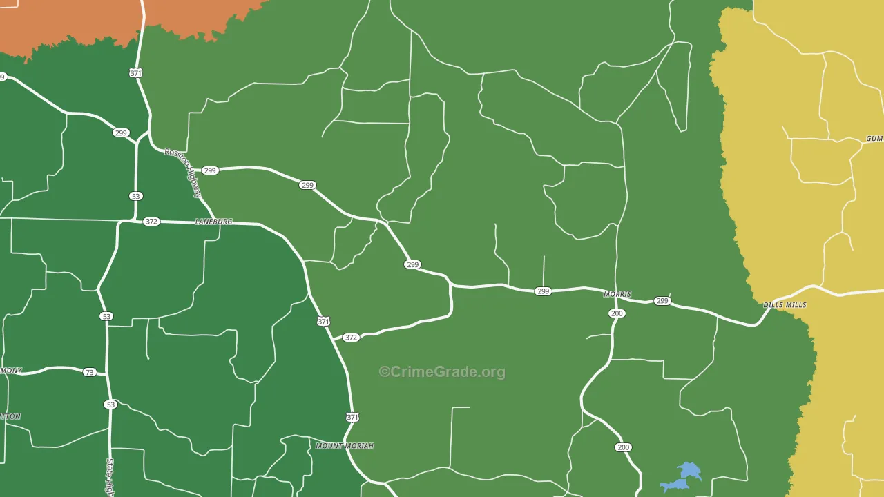 Cale, AR Map of Burglary Rates