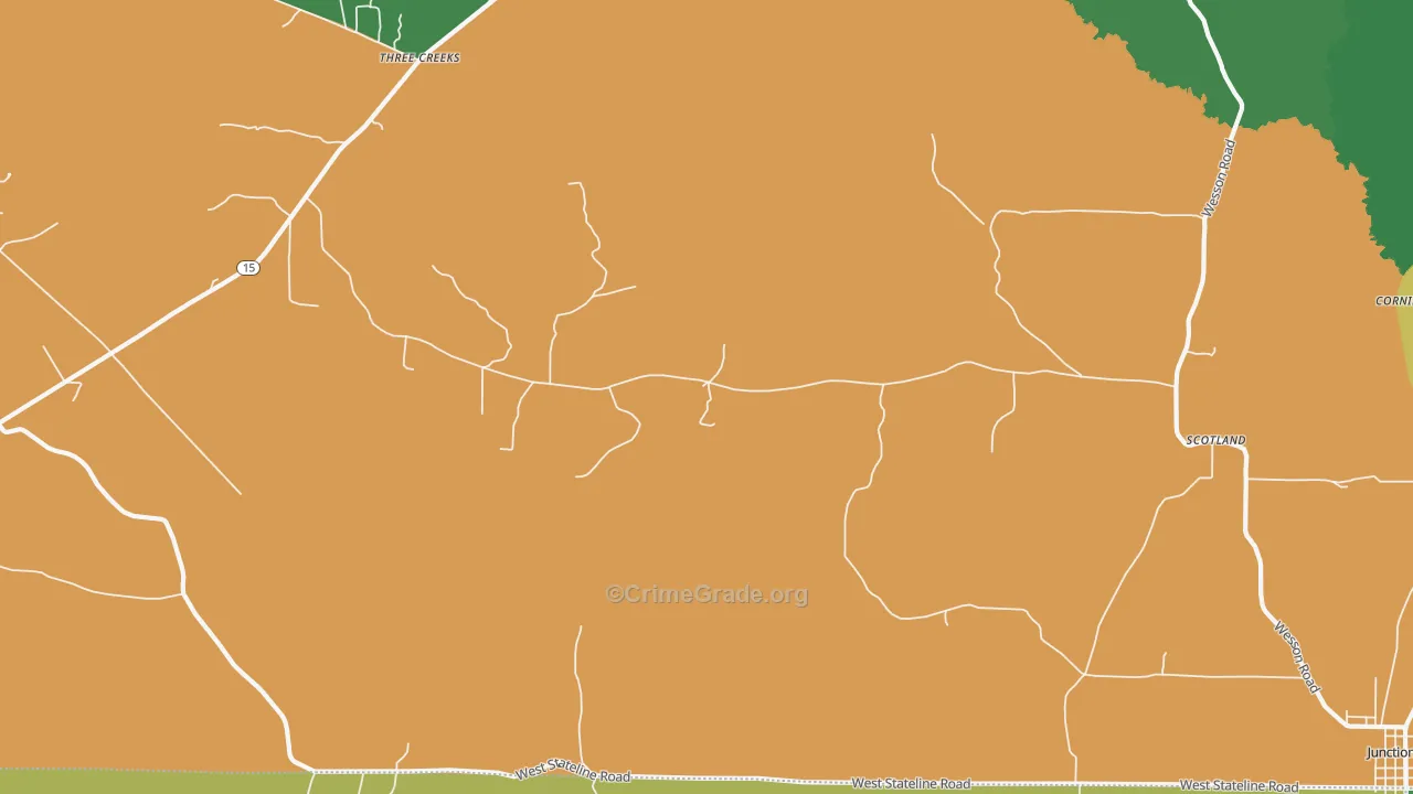 Caledonia, AR Map of Burglary Rates
