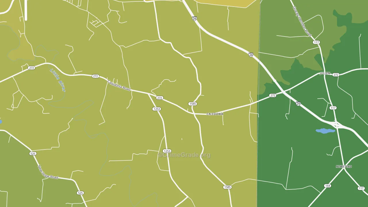 Caledonia, KY Map of Burglary Rates