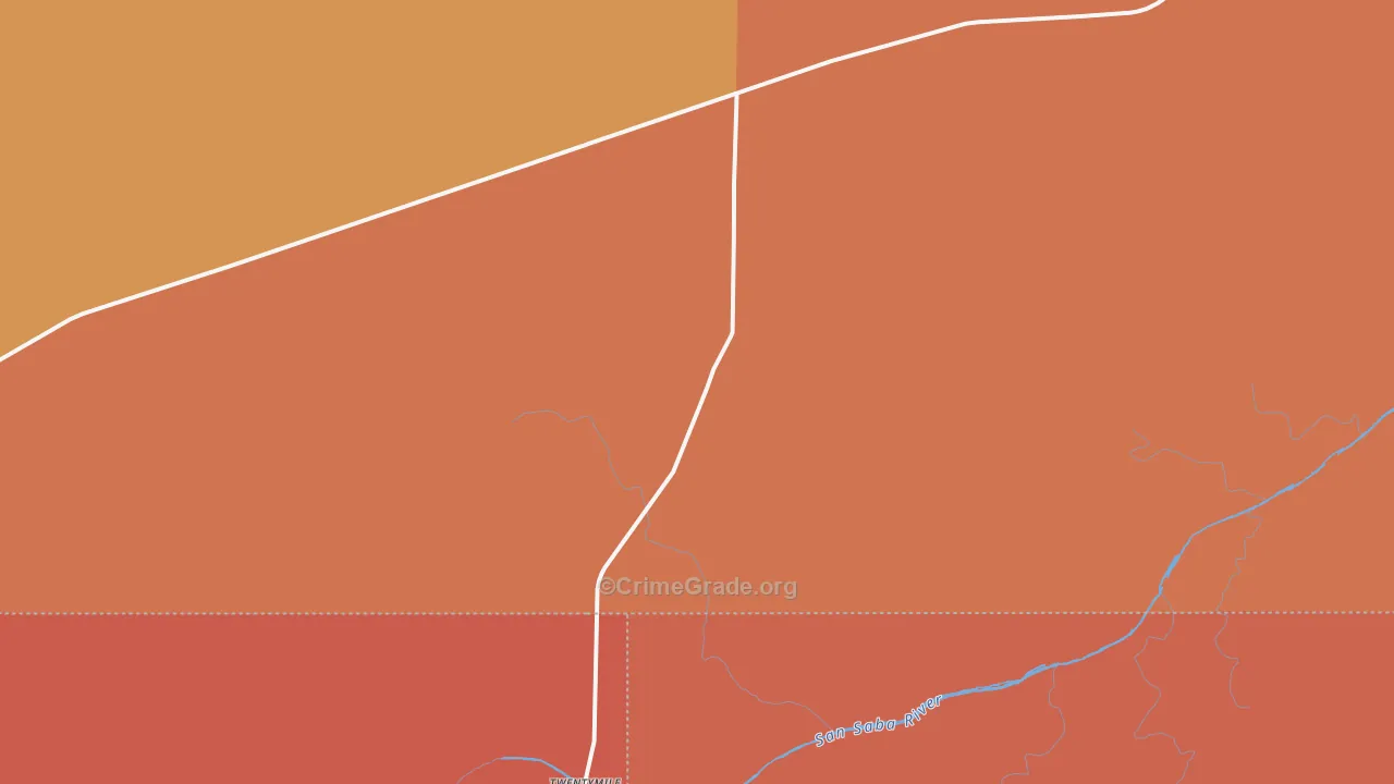 Calf Creek, TX Map of Burglary Rates