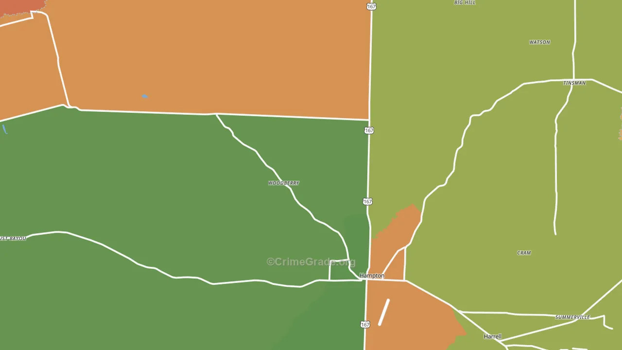 Calhoun County, AR Map of Burglary Rates