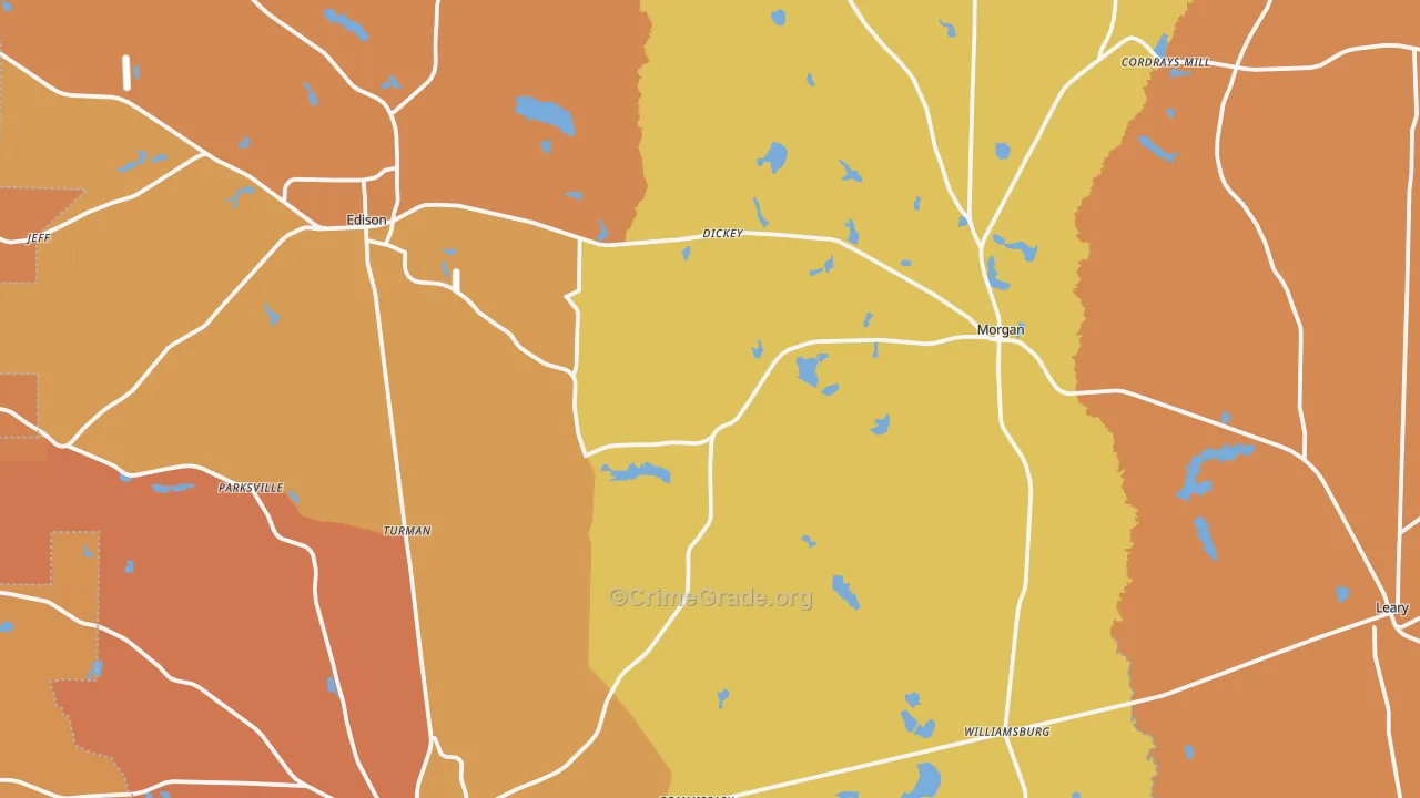 Calhoun County, GA Map of Burglary Rates