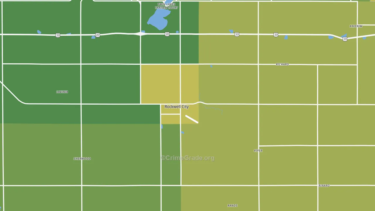 Calhoun County, IA Map of Burglary Rates