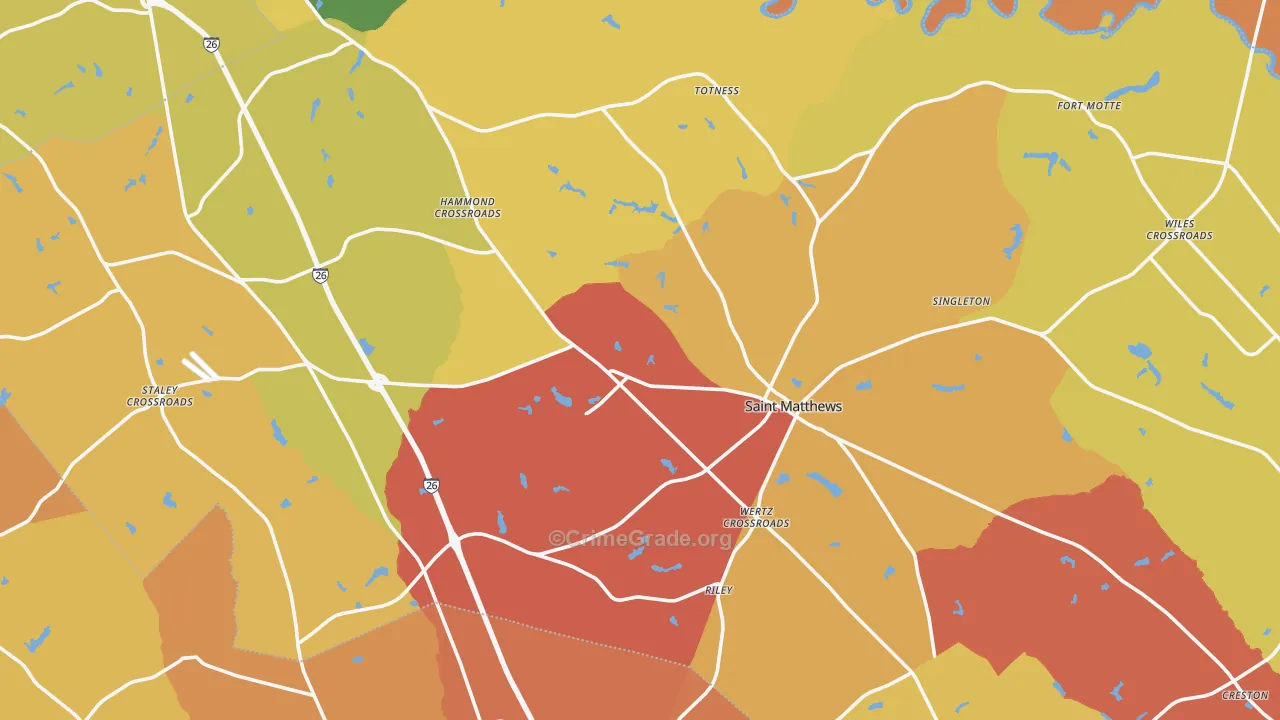Calhoun County, SC Map of Burglary Rates