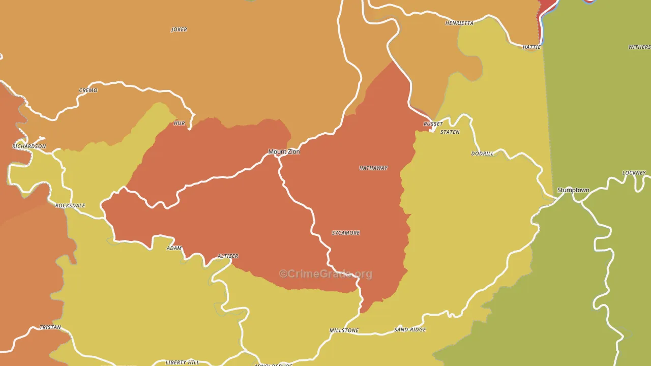 Calhoun County, WV Map of Burglary Rates