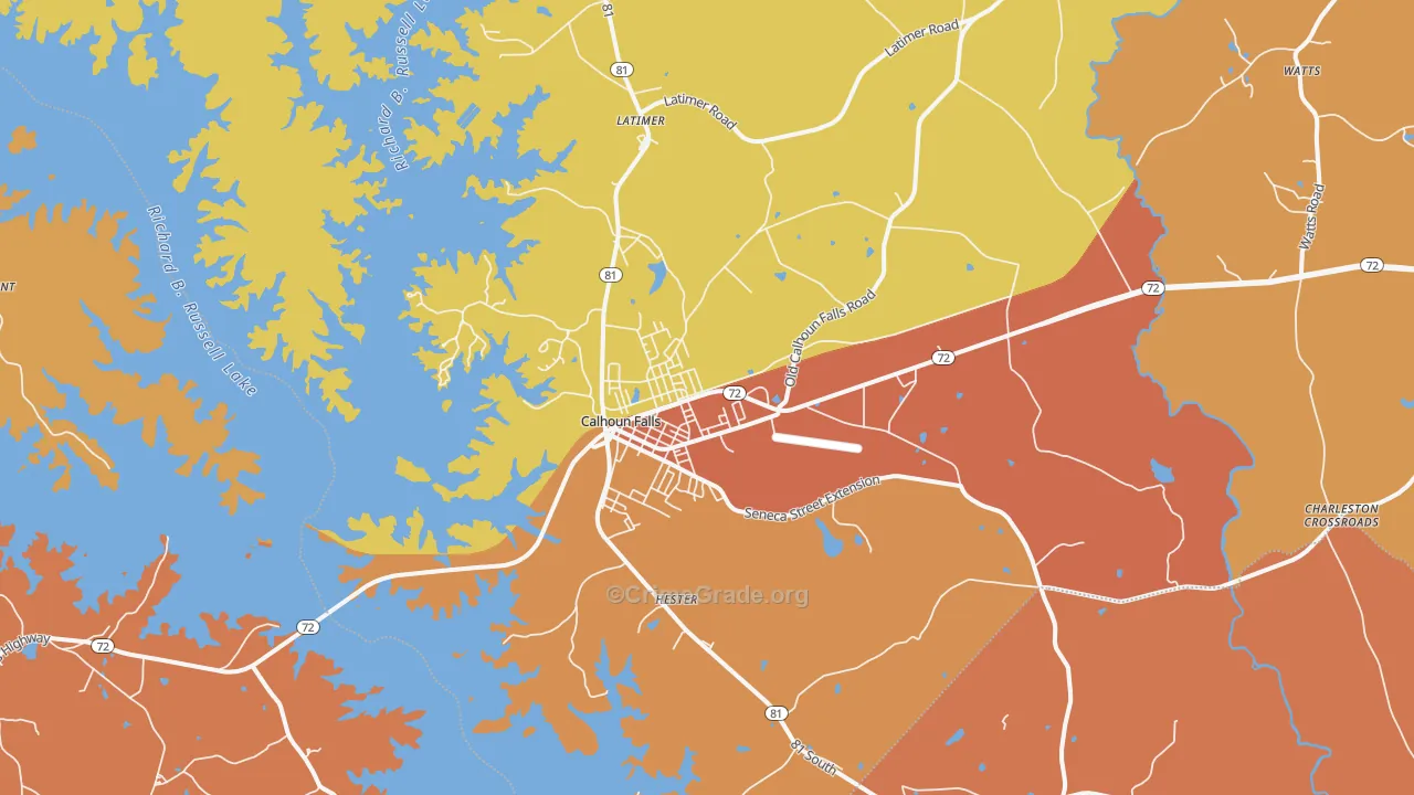 Calhoun Falls, SC Map of Burglary Rates