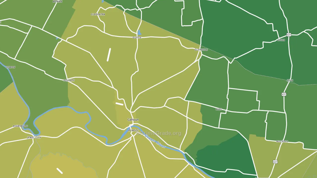 Calhoun, KY Map of Burglary Rates