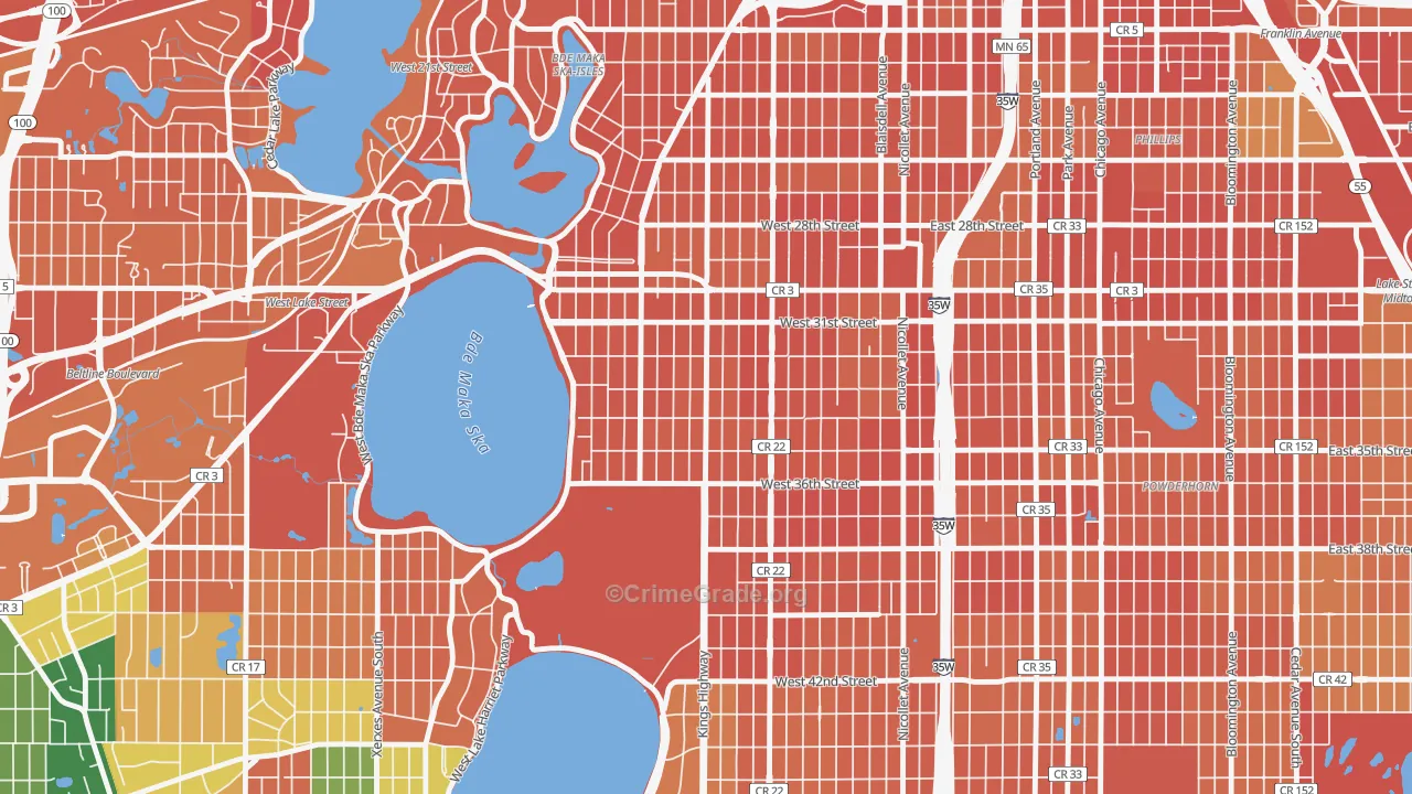 Calhoun, Minneapolis, MN Map of Burglary Rates