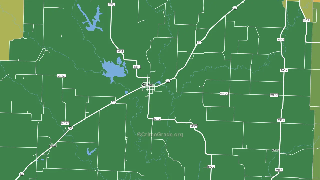 Calhoun, MO Map of Burglary Rates
