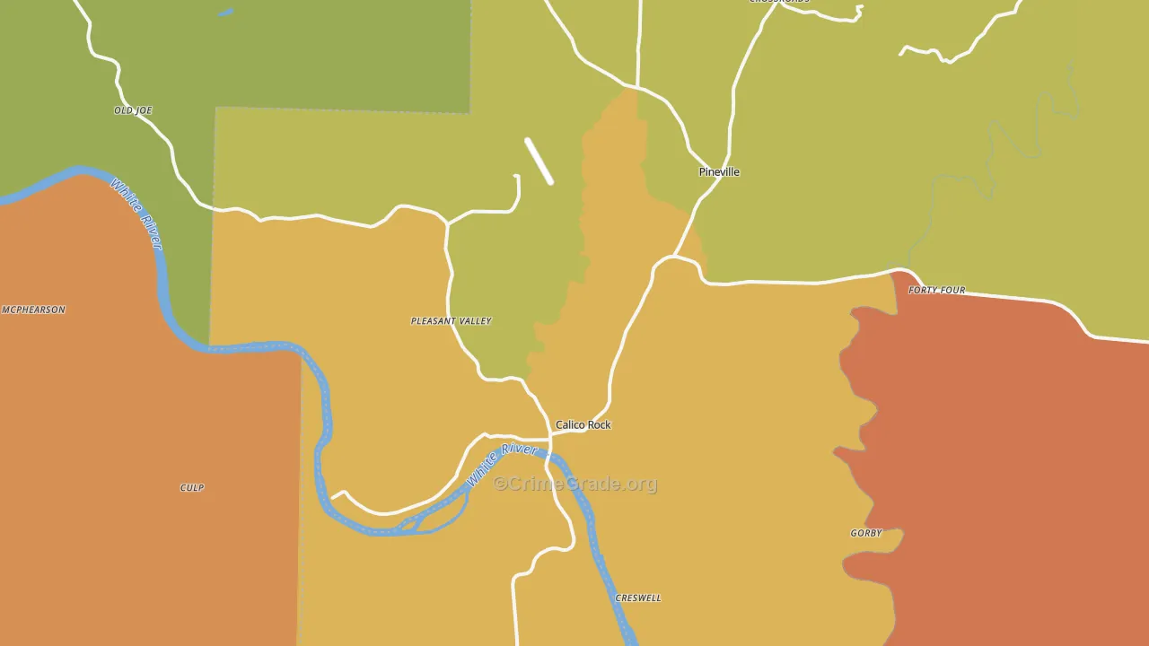 Calico Rock, AR Map of Burglary Rates