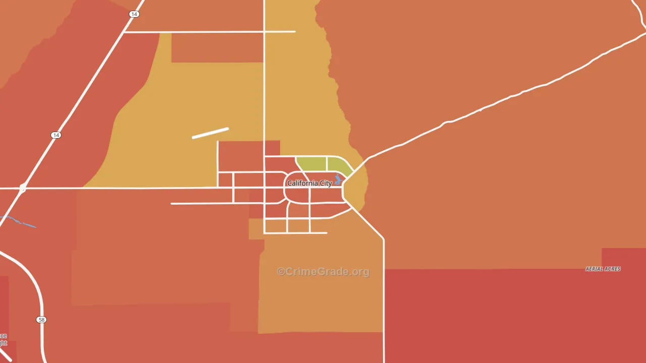 California City, CA Map of Burglary Rates