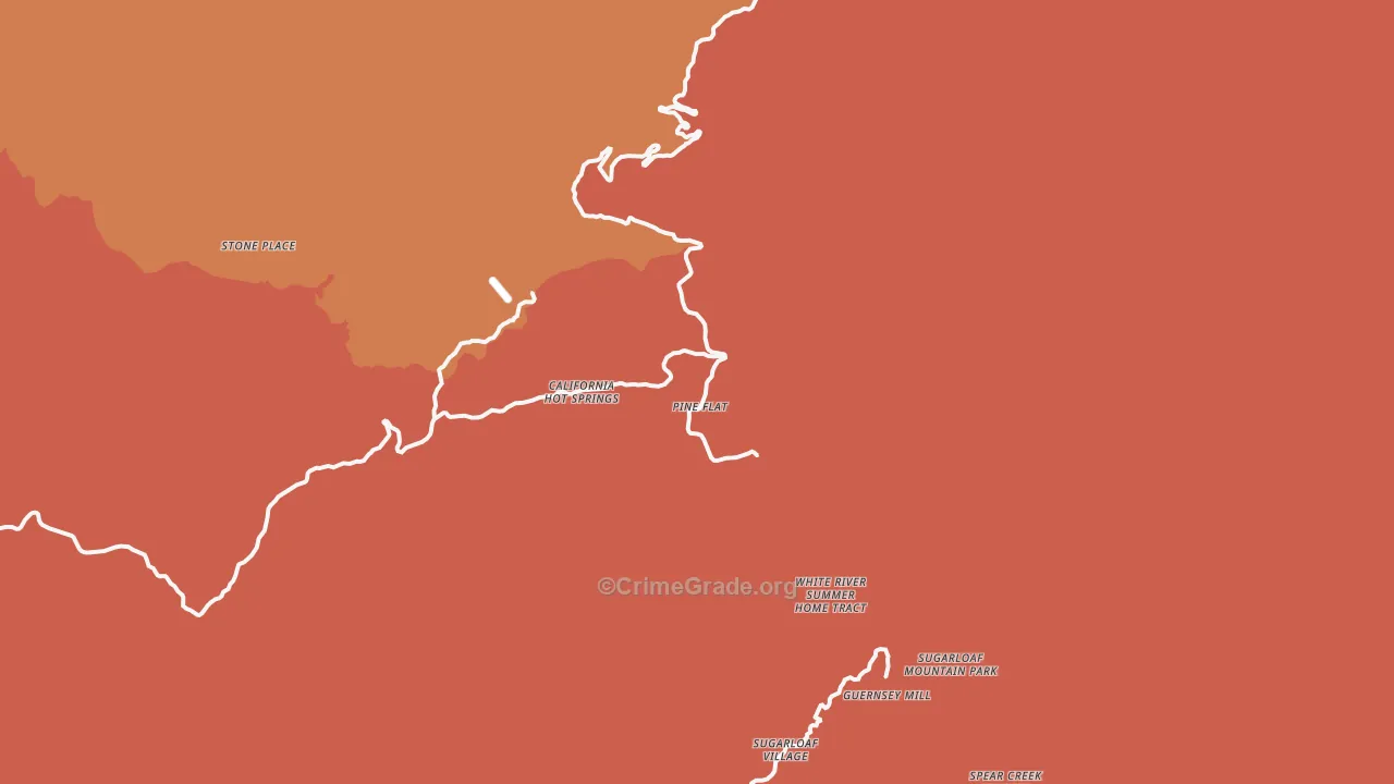California Hot Springs, CA Map of Burglary Rates