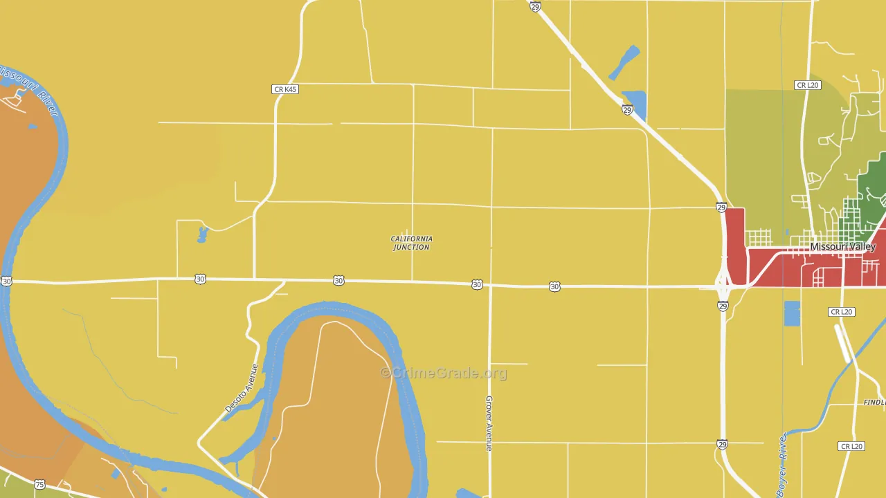 California Junction, IA Map of Burglary Rates