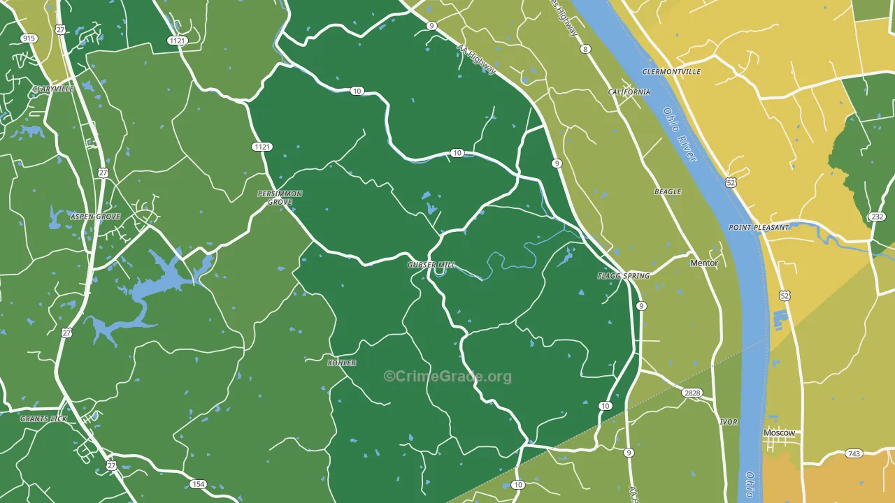 California, KY Map of Burglary Rates