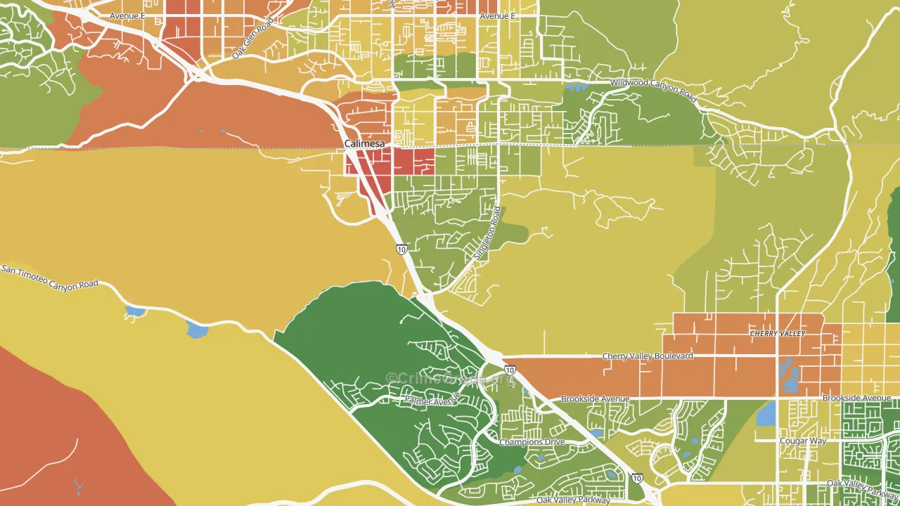 Calimesa, CA Map of Burglary Rates