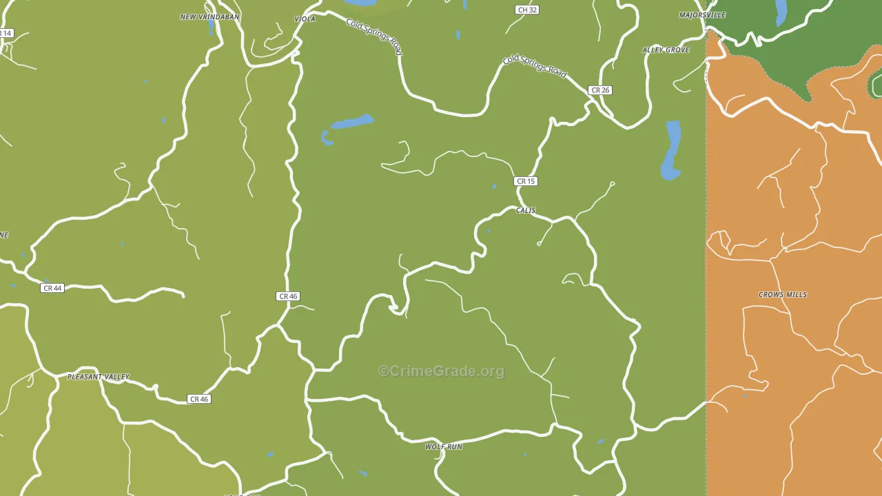 Calis, WV Map of Burglary Rates