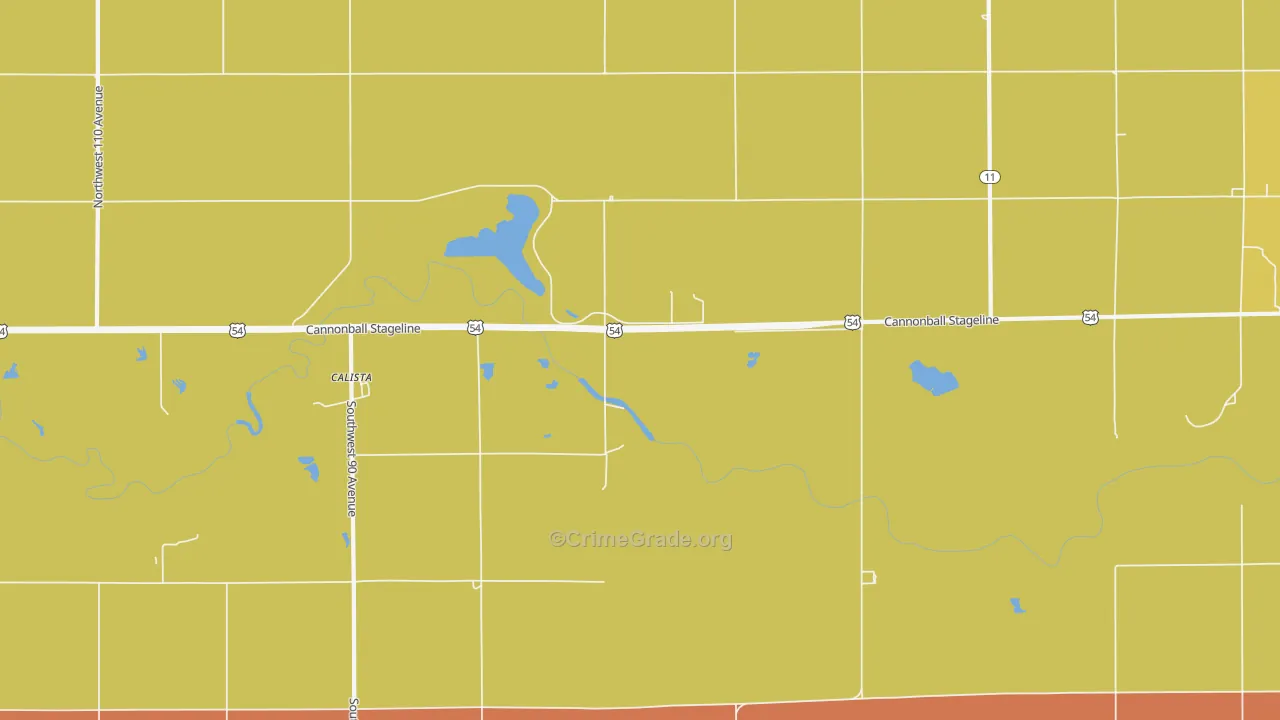Calista, KS Map of Burglary Rates