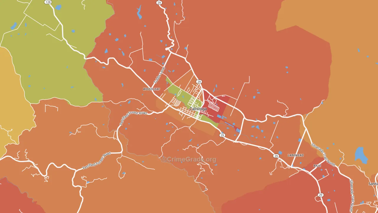 Calistoga, CA Map of Burglary Rates