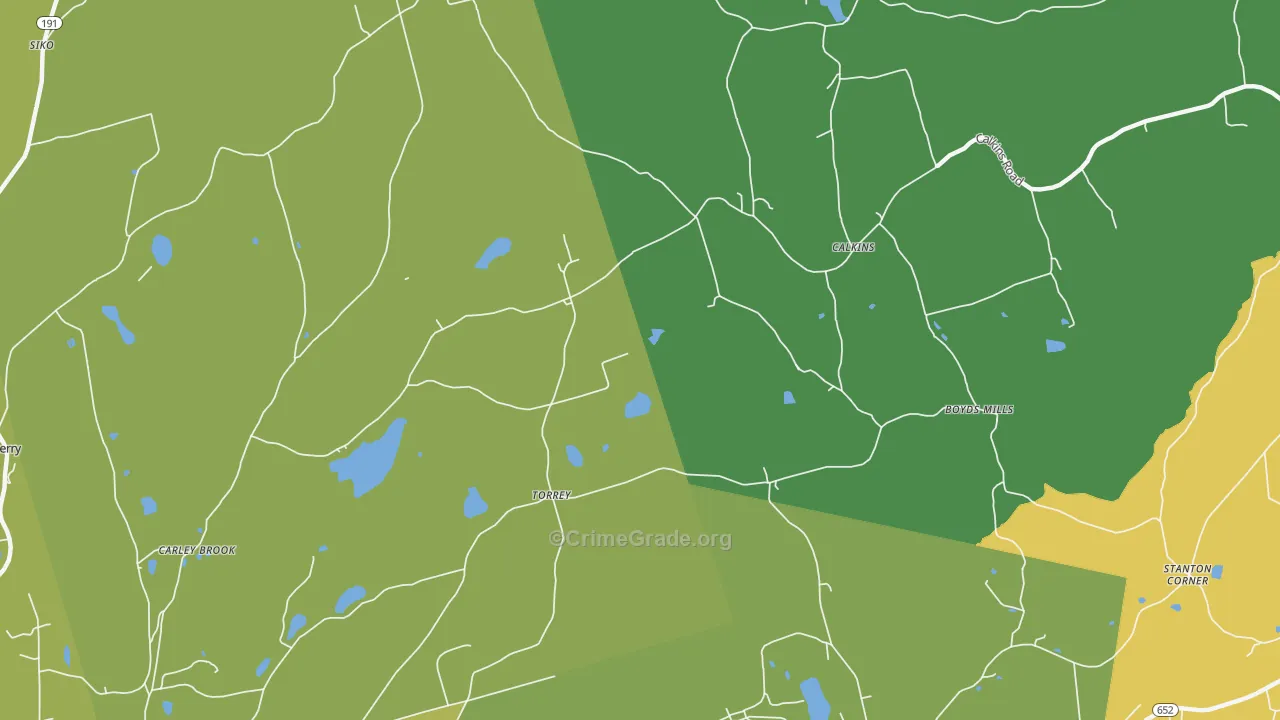 Calkins, PA Map of Burglary Rates