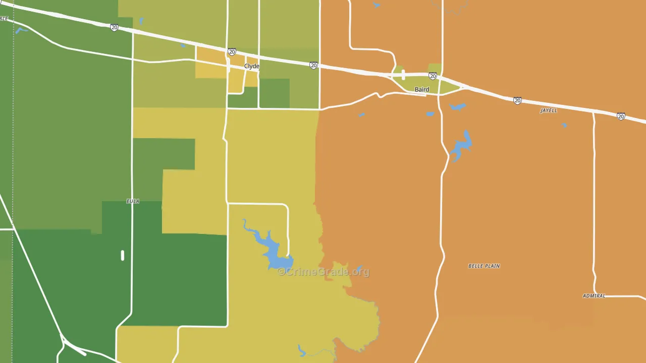 Callahan County, TX Map of Burglary Rates