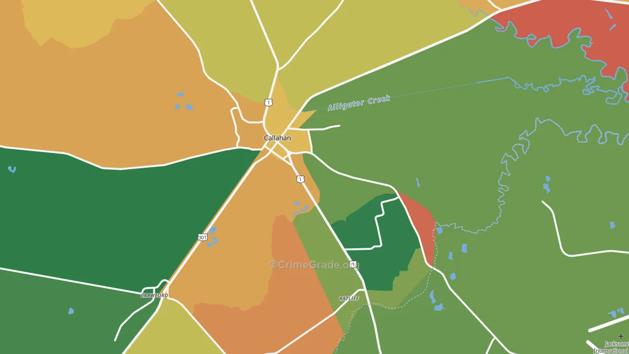 Callahan, FL Map of Burglary Rates