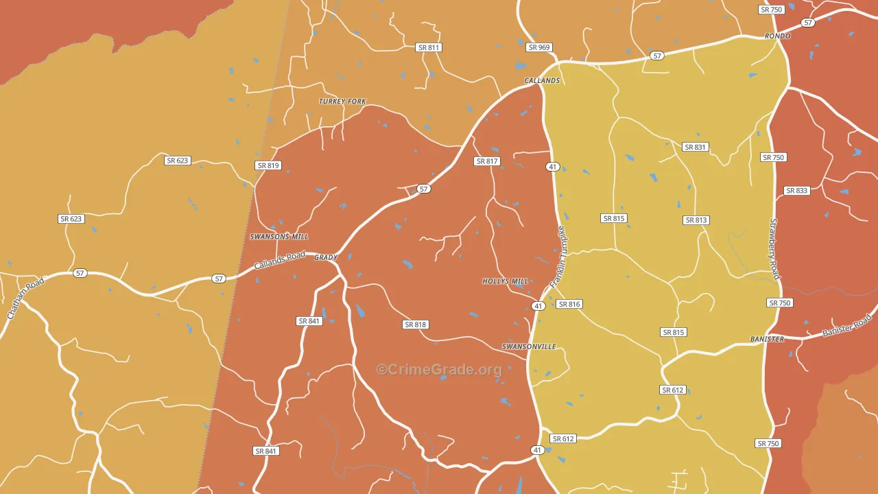 Callands, VA Map of Burglary Rates