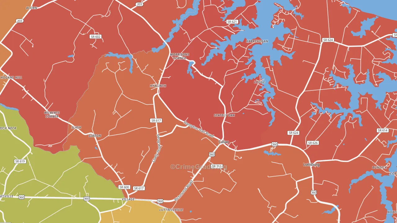 Callao, VA Map of Burglary Rates