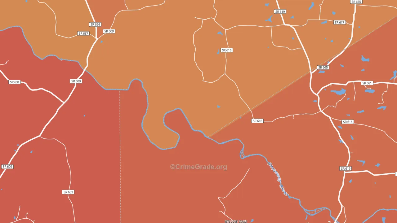 Callaville, VA Map of Burglary Rates