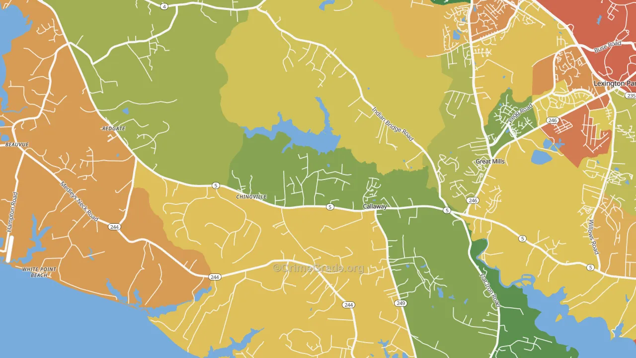 Callaway, MD Map of Burglary Rates