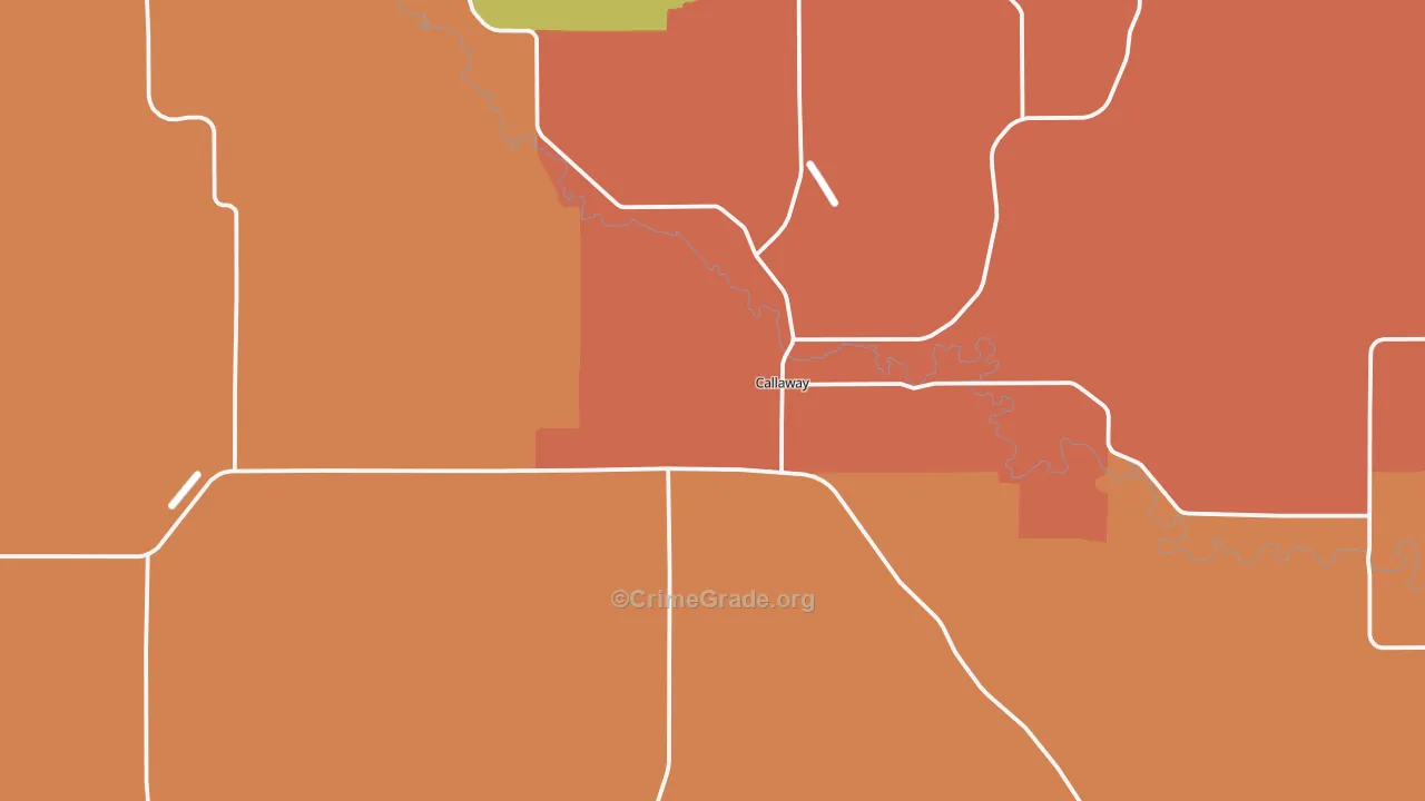 Callaway, NE Map of Burglary Rates