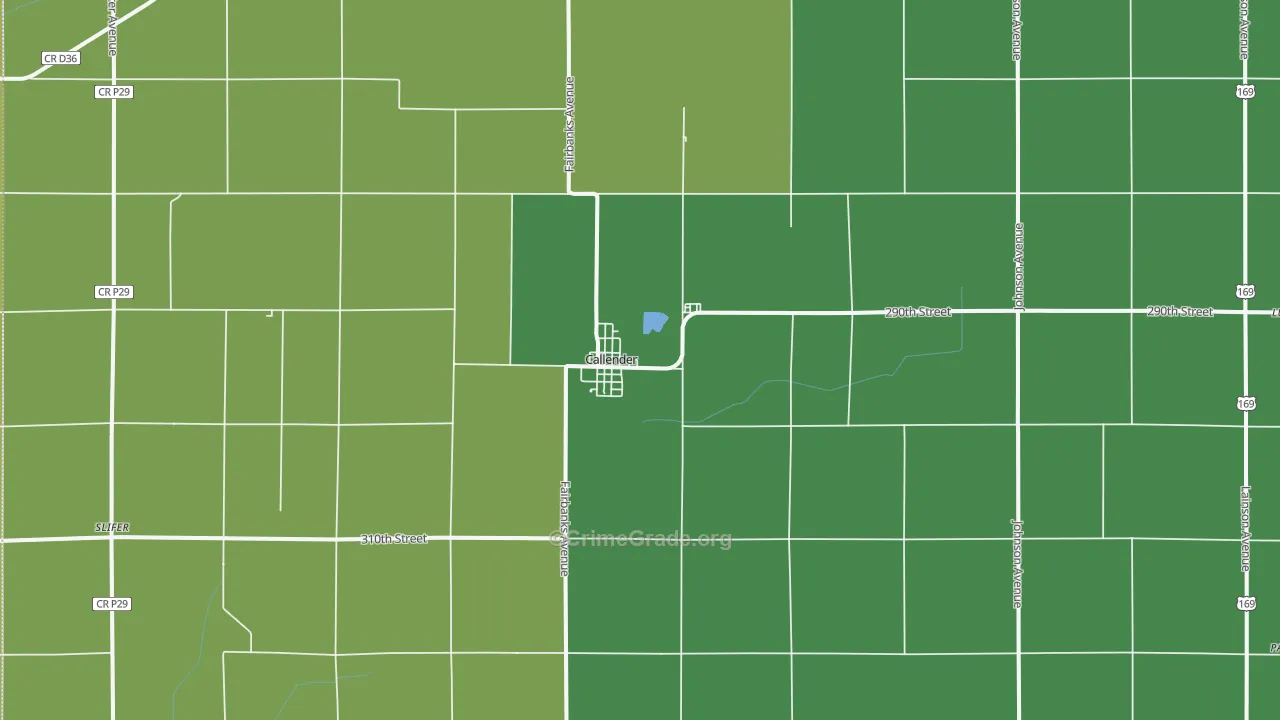 Callender, IA Map of Burglary Rates