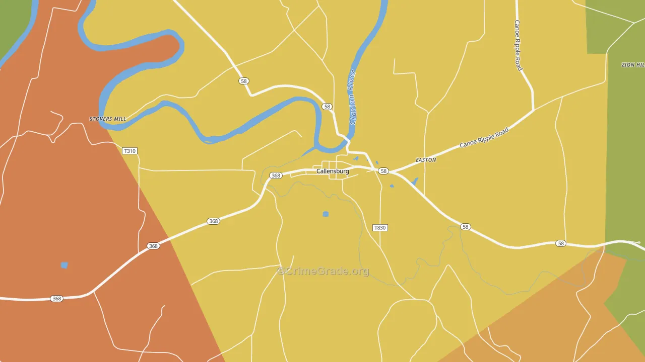 Callensburg, PA Map of Burglary Rates