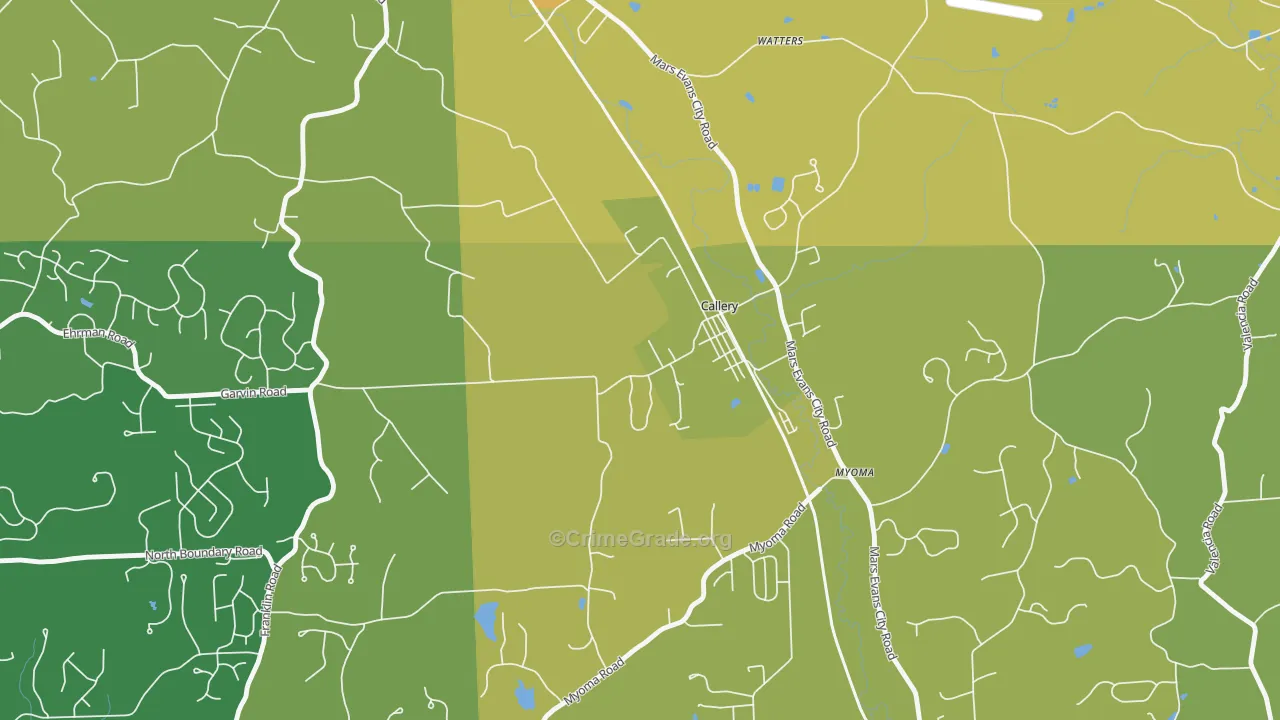 Callery, PA Map of Burglary Rates