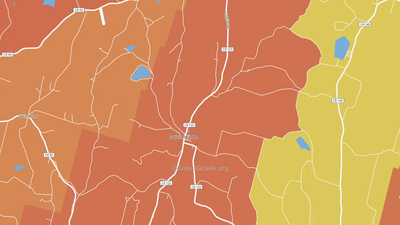 Callicoon Center, NY Map of Burglary Rates