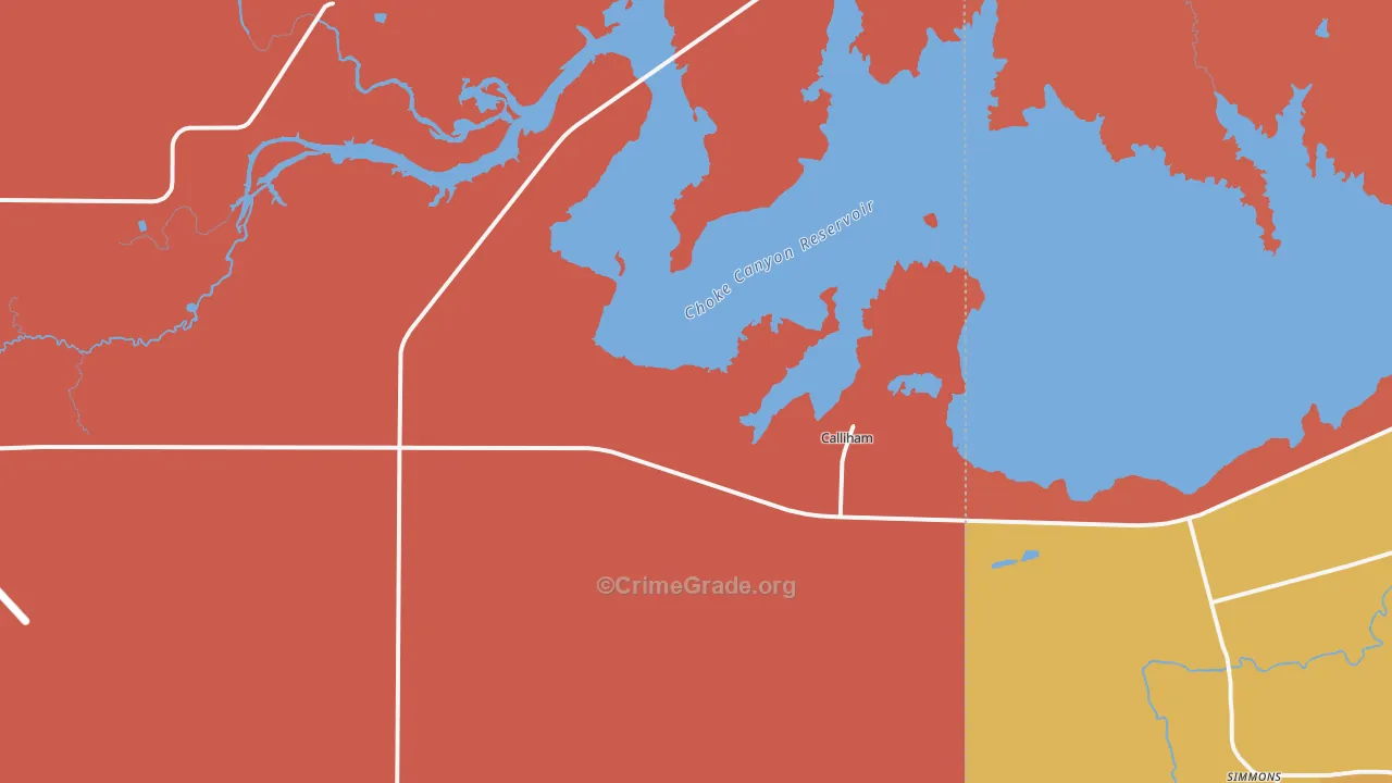 Calliham, TX Map of Burglary Rates