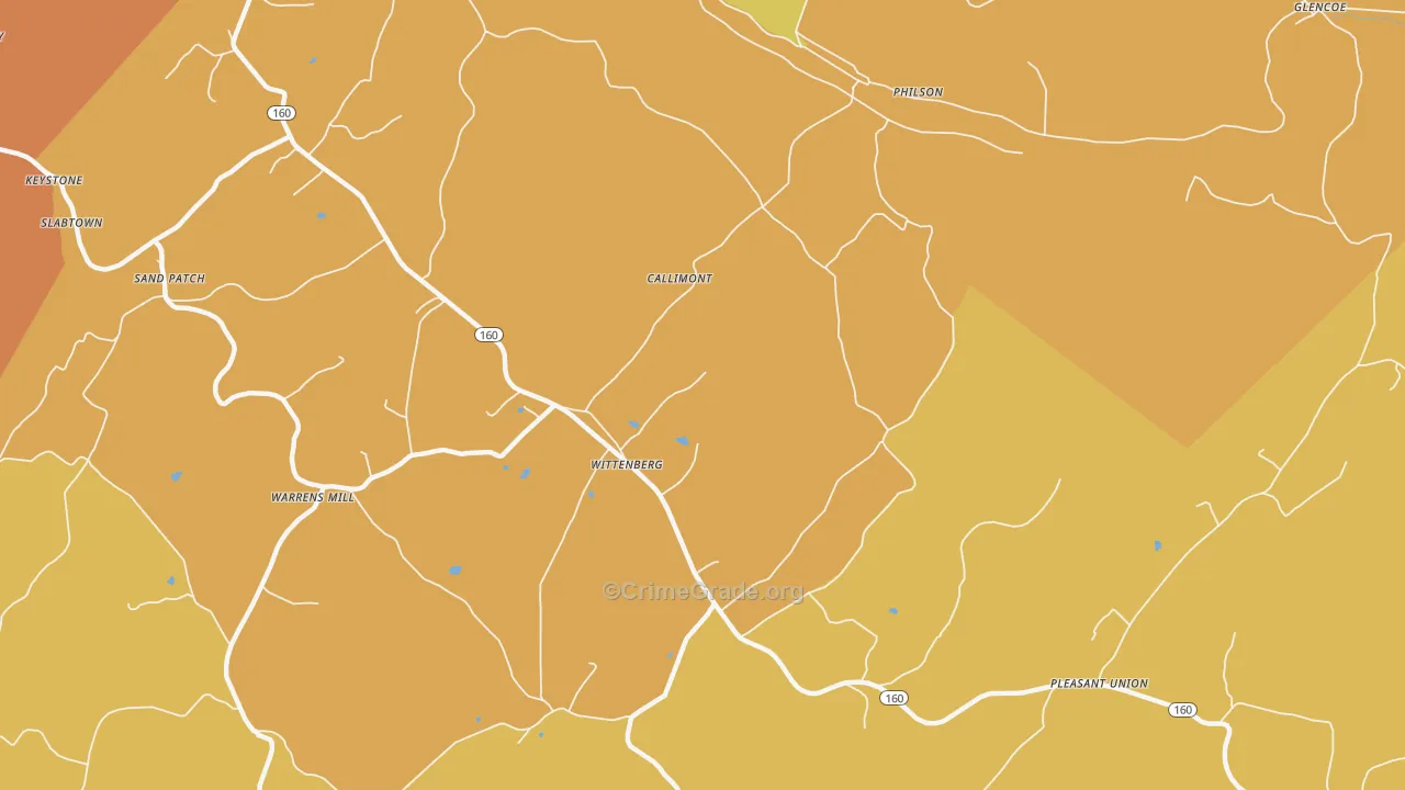 Callimont, PA Map of Burglary Rates