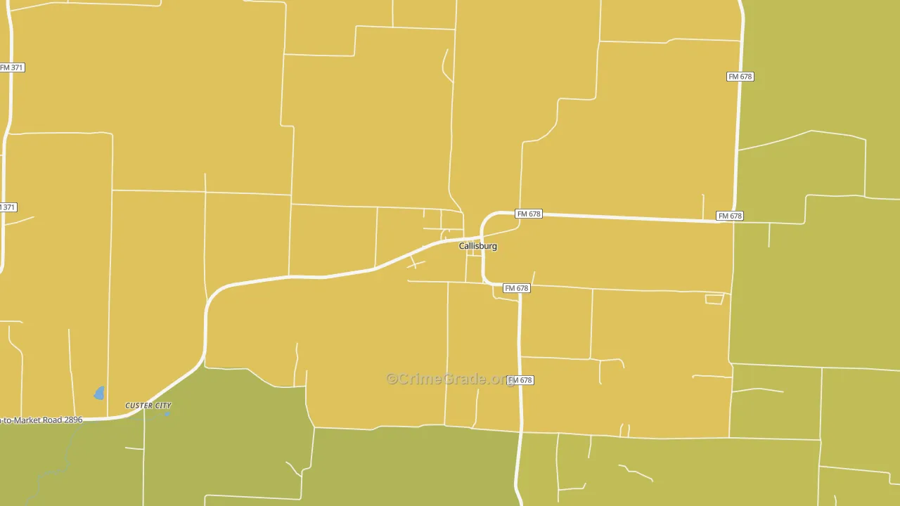 Callisburg, TX Map of Burglary Rates