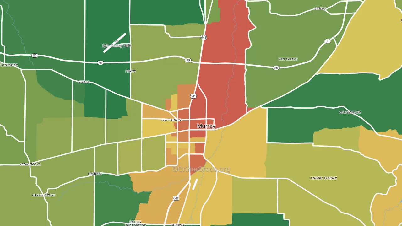 Calloway County, KY Map of Burglary Rates