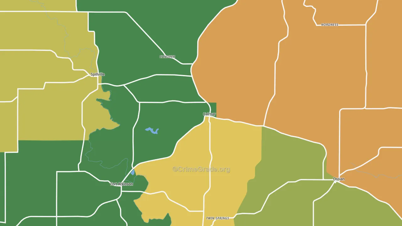 Calmar, IA Map of Burglary Rates