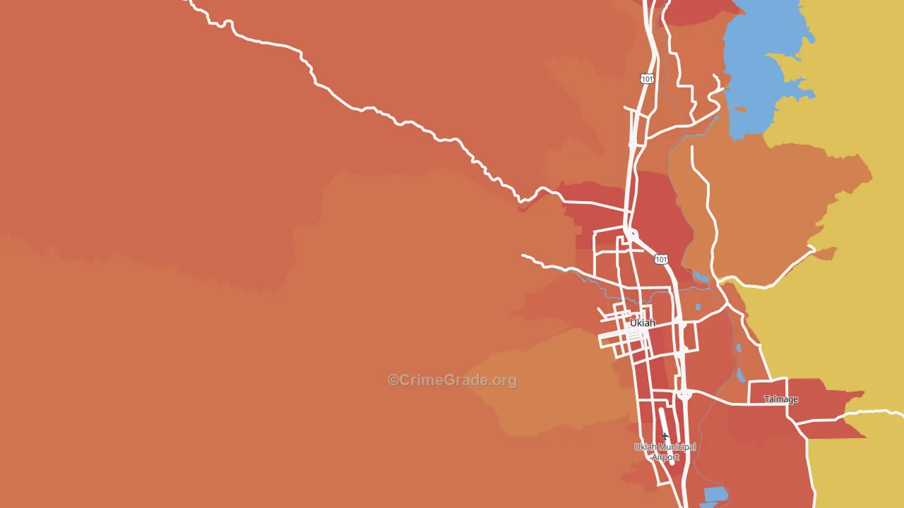 Calpella, CA Map of Burglary Rates