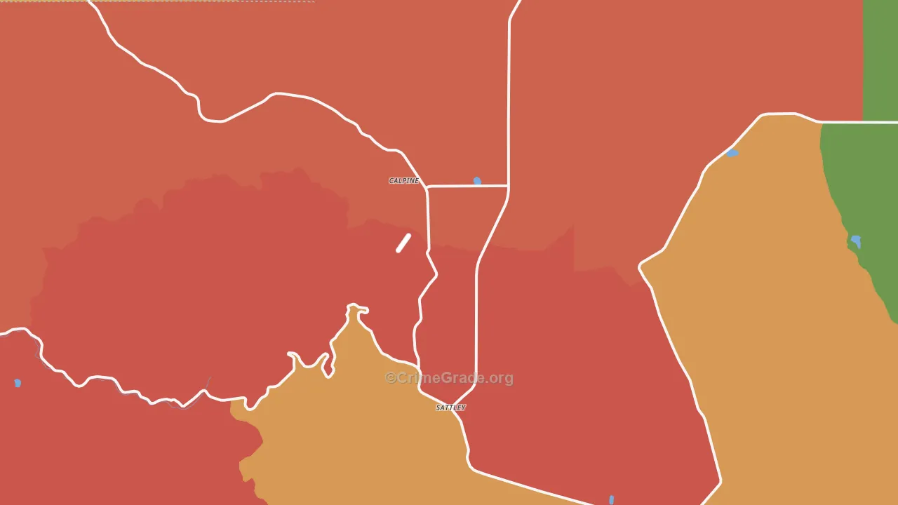 Calpine, CA Map of Burglary Rates