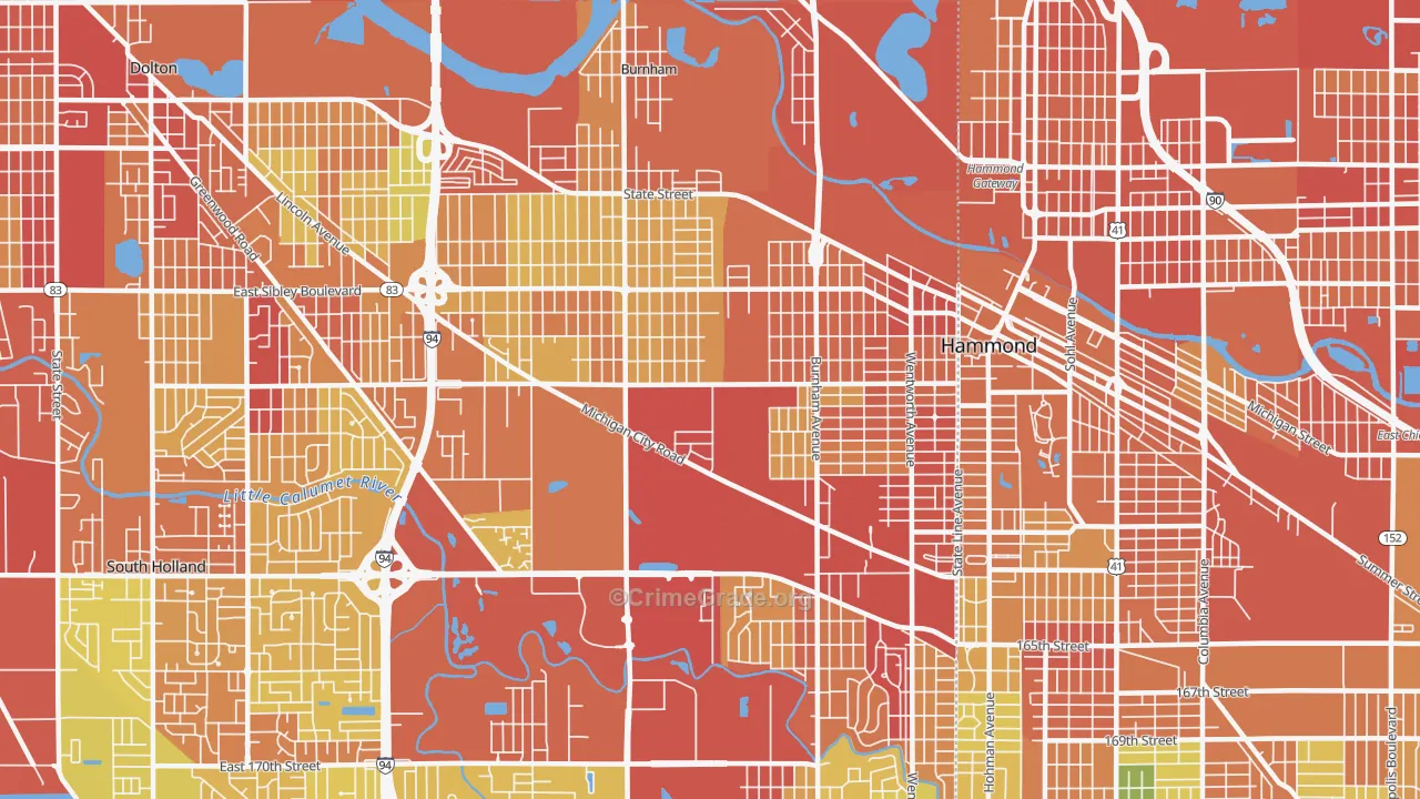 Calumet City, IL Map of Burglary Rates