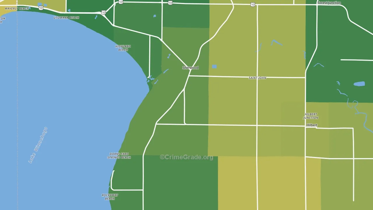 Calumet County, WI Map of Burglary Rates