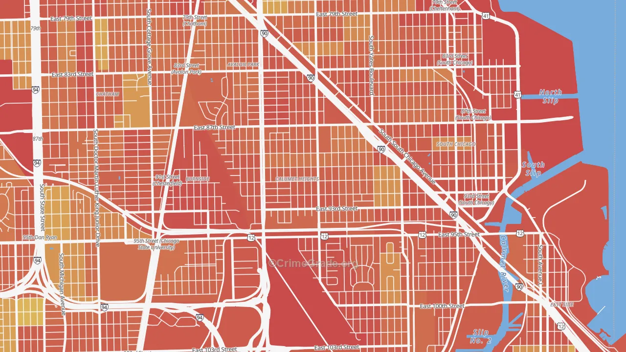 Calumet Heights, Chicago, IL Map of Burglary Rates