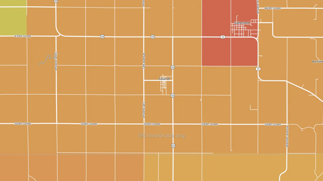 Calumet, IA Map of Burglary Rates