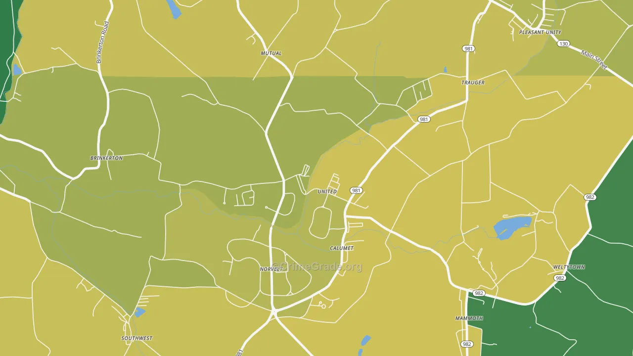 Calumet, PA Map of Burglary Rates